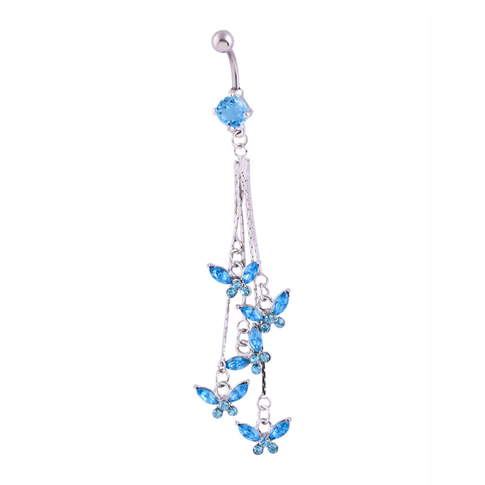 14G 316L Surgical Steel Sexy Butterfly Rhinestone Dangle Navel Belly Button Ring | Украшения и аксессуары