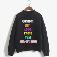 Пользовательский логотип DIY фото печати сплошной пуловер куртка яркого цвета негабаритных спортивный костюм для женщин Толстовка Женская толстовка