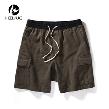 HZIJUE боковые накладные карманы Для мужчин летняя эластичная кулиска на талии Для мужчин для девочек; Детские шорты; Цвета: черный, зеленый, M-XXL