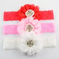 新デザイン贅沢なレースヘッドバンドビッグシフォン花ラインストーンセンター 13C 26 ピース/ロット女の子のための帽子 FDA125