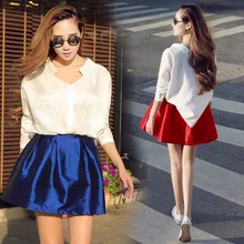 Мини-Юбки Женщин Осень Красный Черный Синий Шар платье Дамы Высокой Талии Юбка Плюс Размер XXS-XL 7XL