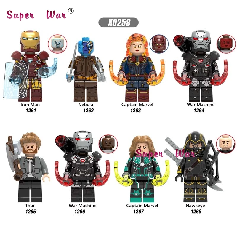 

Single Avengers Endgame War Machine Iron Man Nebula IronMan Thor Captain Marvel Hawkeye Action Figure building blocks Kids Toy