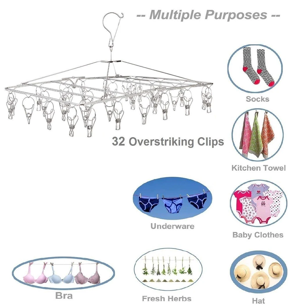 Сушилка для одежды складной, из нержавеющей стали складная вешалка для белья с 30 зажимами органайзер для шкафа JZ003