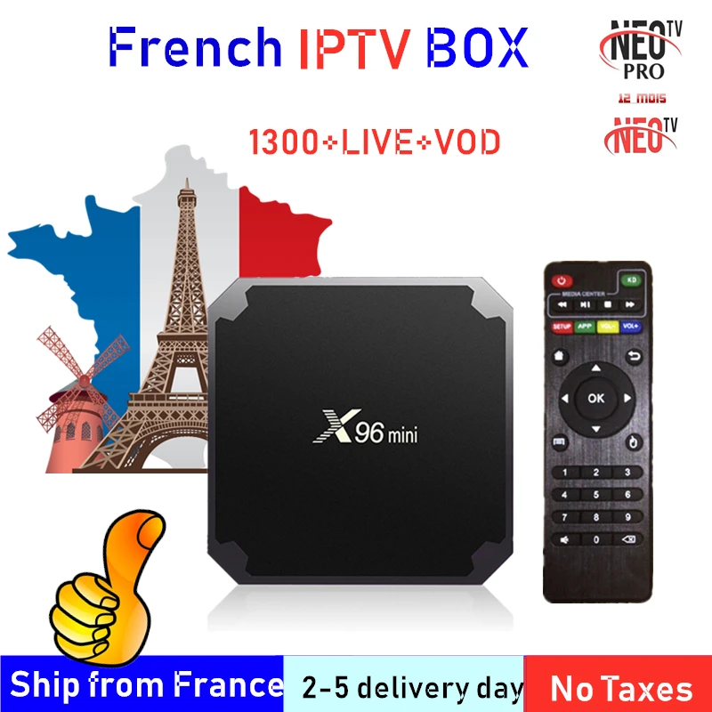 Online Mejor francés IPTV caja X96 mini caja de TV Android con 1400 + 1 año de IPTV FRANCIA europa árabe francés Marruecos M3U inteligente IP TV Box tv