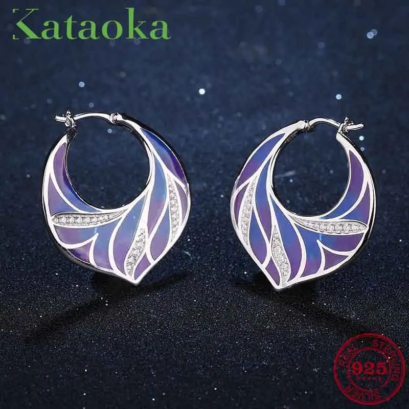 

Earrings for Women Colorful Enamel Feather pattern Earrings clear Cubic Zirconia Earrings Party Fashion Jewelry Handmade 2018
