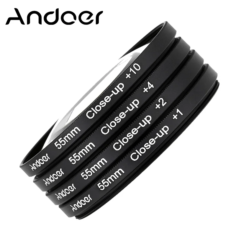 

Andoer 55mm Macro Close-Up Filter Set +1 +2 +4 +10 with Pouch for Nikon Canon Tamron Sigma Sony Alpha A200 A450 A300 DSLRs