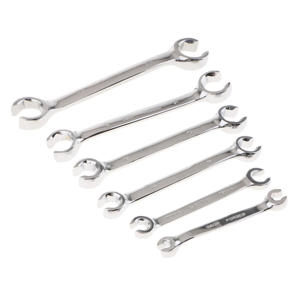6 Pcs/set Metric Drive Double Open End Spanner Wrench Flare Nut Kits 6x8 10x12 13x14 15x17 19x21 22x24mm Car Hand Tools |