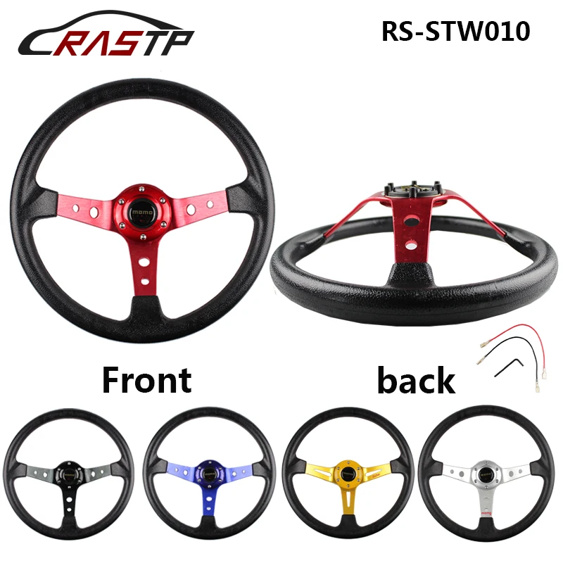 

RASTP 350MM 14" MOMO Sport Steering Wheel Deep Corn Racing Car Universal Steering Wheel RS-STW010