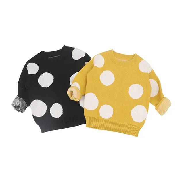

1-6 Years Children Baby Sweater Dot Cotton Boys Sweaters Winter Girls Sweaters Knit Kids Pullover Casual Boys Clothing