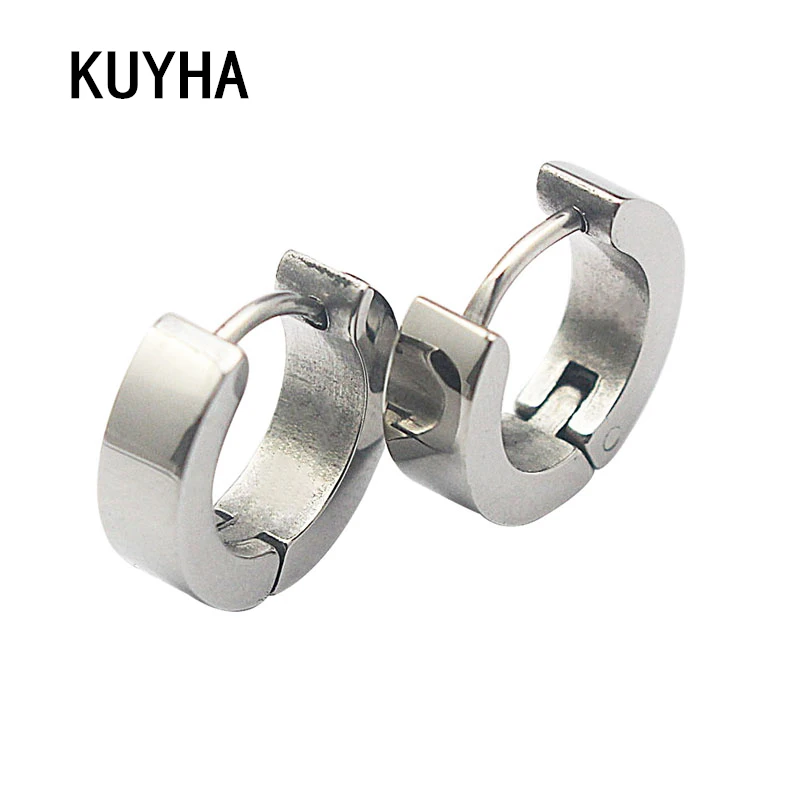 Серьги Huggie в стиле панк-рок из нержавеющей стали уникальные маленькие круглые