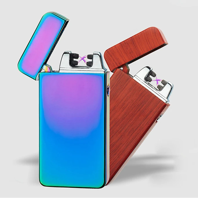 2017-HOT-Electronic-USB-Dual-Arc-lighter-Metal-Flameless-Rechargeable-Windproof-Lighter-electronic-cigarette-lighters