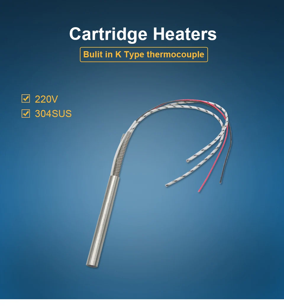 LJXH патронный нагреватель нагревательный элемент 220 В с термопарой типа K 304 из нержавеющей стали 450 Вт/600 Вт/750 Вт 12x120/12x150/12x200 мм
