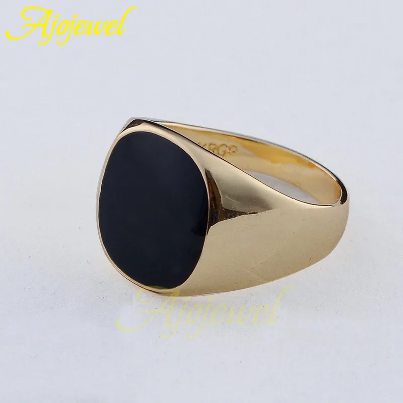 Ajojewel Размер 6-13 классическое Золотое мужское черное кольцо из эмали покраска ювелирные изделия мода Anel