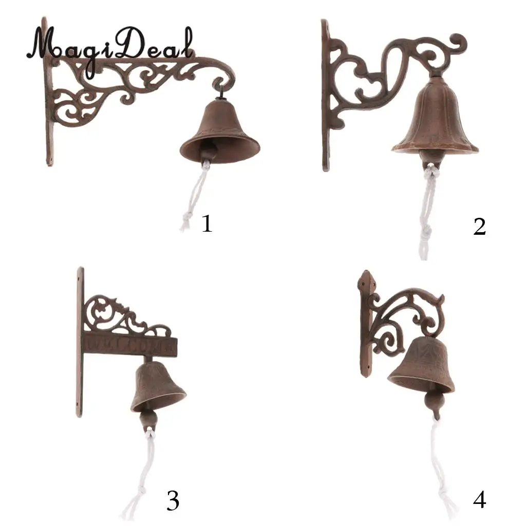 Outdoor Dinner Bells Vintage Antique Cast Iron Bracket Mounts Bell Indoor Outdoor Wall Mounted Door Bells