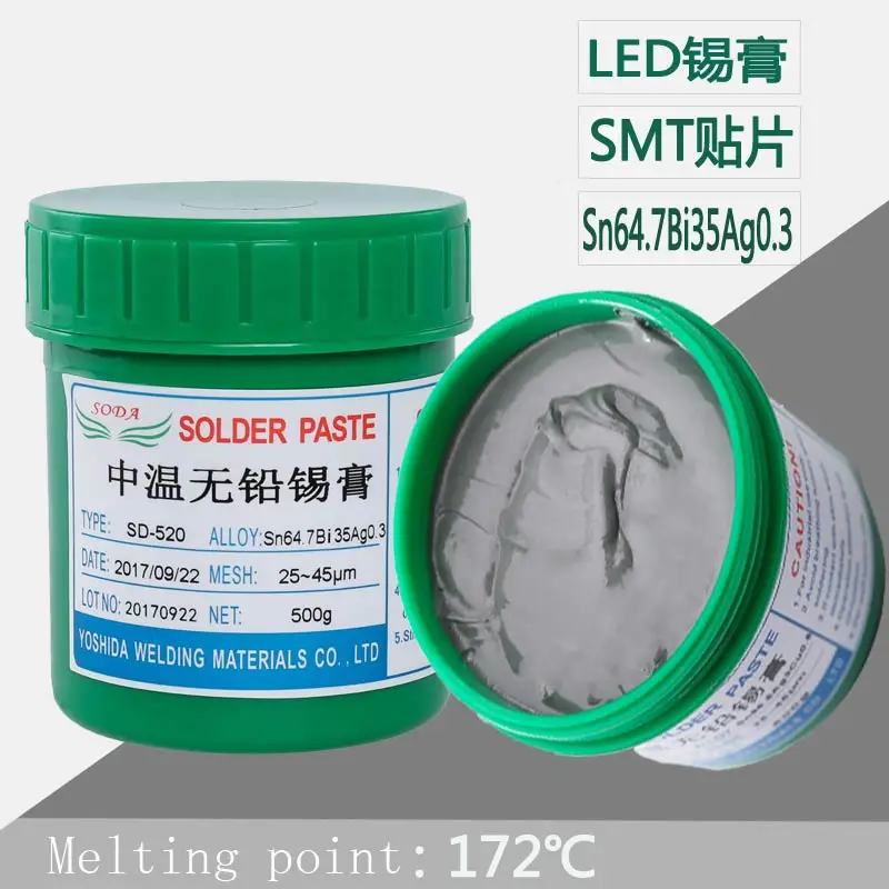 

HOT Sale!Free shipping Medium temperature lead-free solder paste-SMT BGA solder paste Sn64.7Bi35Ag0.3 500g/200g