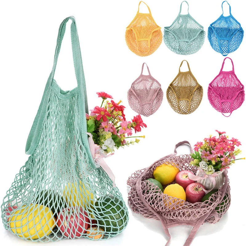 

350pcs/lot New Mesh Net Turtle Bag String Shopping Bag Reusable Fruit Storage Handbag Totes Women Shopping Mesh Bag Shopper Bag