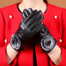 Элитный бренд дамы Пояса из натуральной кожи Прихватки для мангала овчины зимние теплые варежки Открытый вождения Сенсорный экран для телефона Для женщин Прихватки для мангала