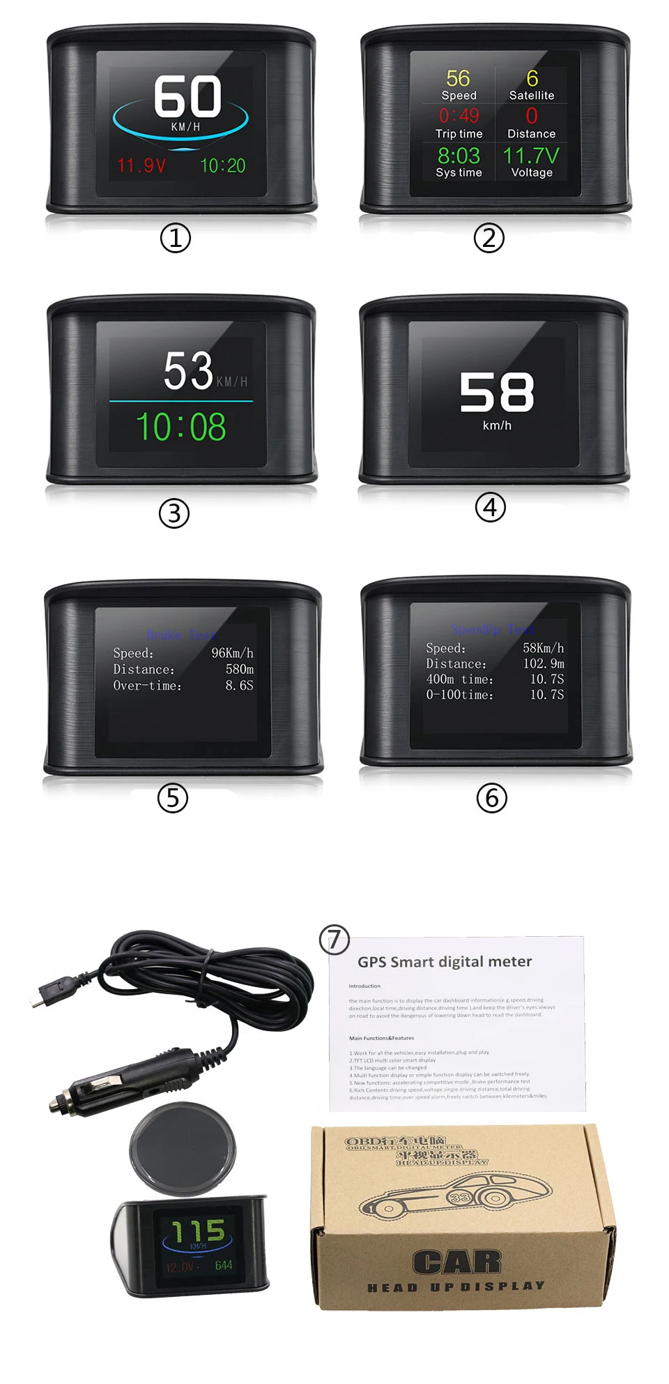 VJOYCAR Hud gps OBD компьютер автомобиля Скорость проектор Цифровой Скорость ometer Дисплей расход топлива Температура датчик инструмент диагностики