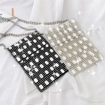 

Mini Bag Summer New Fashion Wild Rhinestone Hollow Fairy Trend Chain Slung Mobile Phone Bag