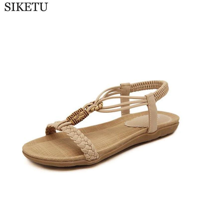 

2020 new bohemian beaded sandals women sandals flat shoes large size shoes woman sandalias Large size 4.5-10 s153