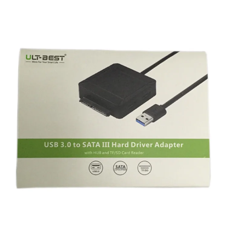 USB 3,0 на SATA III жесткий диск Кабель-адаптер Поддержка UASP для 2,5 3,5 дюймов SSD HDD с 2- порты и разъёмы USB 3,0 и SD/TF Card Reader