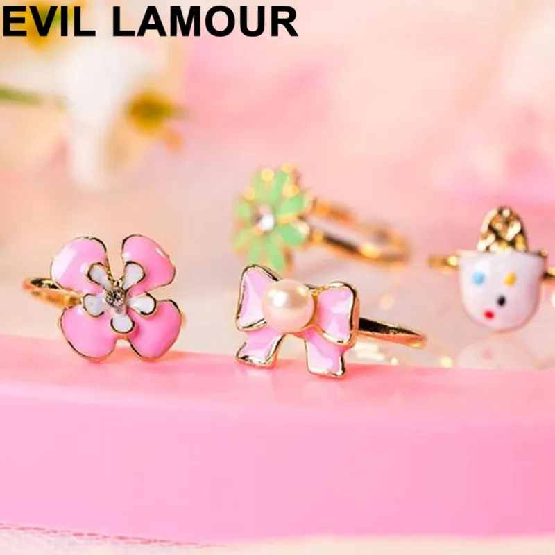 

2/10pcs/lot Love Kids Cute Sweet Rings Design Flower Animal Jewelry Accessories Girl Child Christmas Gifts Finger Rings
