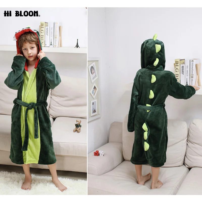 

Spring Winter Long Sleeve Robes Pajamas Homewear Children's Bathrobe Thick Flannel Pikachu Robes For 4-13 Years Boy Girl