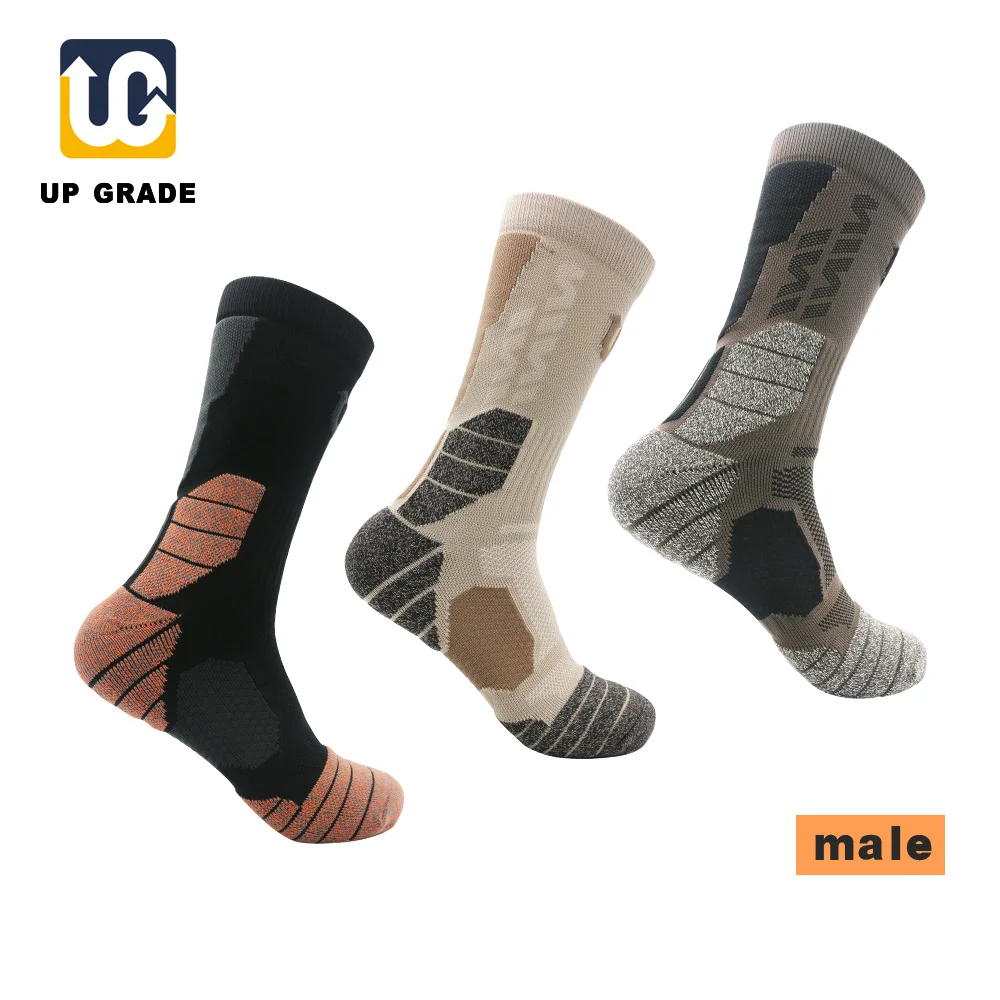 UP GRADE Knee-High Sport Sock 1pair/Lot Basketball Cycling Climbing Hiking Sock Breathable Warm Winter Gift Package Sock Outdoor
