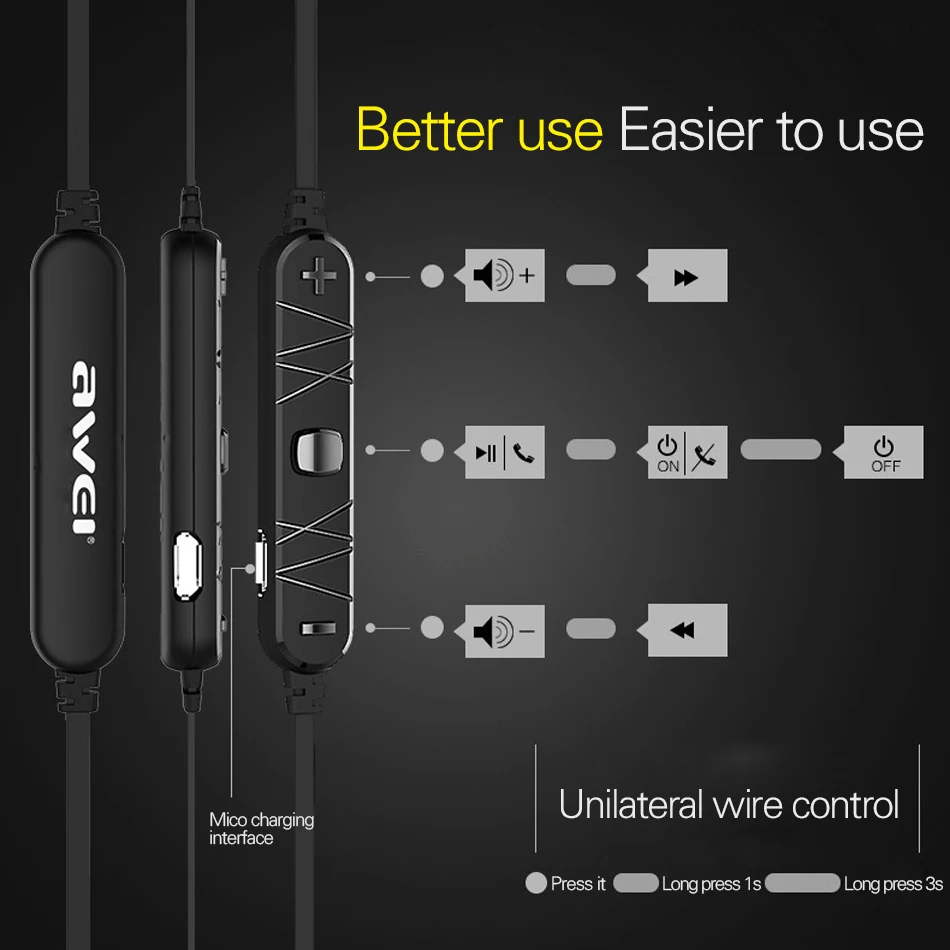 2017 Высокое качество Awei A620BL Беспроводной Bluetooth стерео Hifi бас наушники Шум изоляции