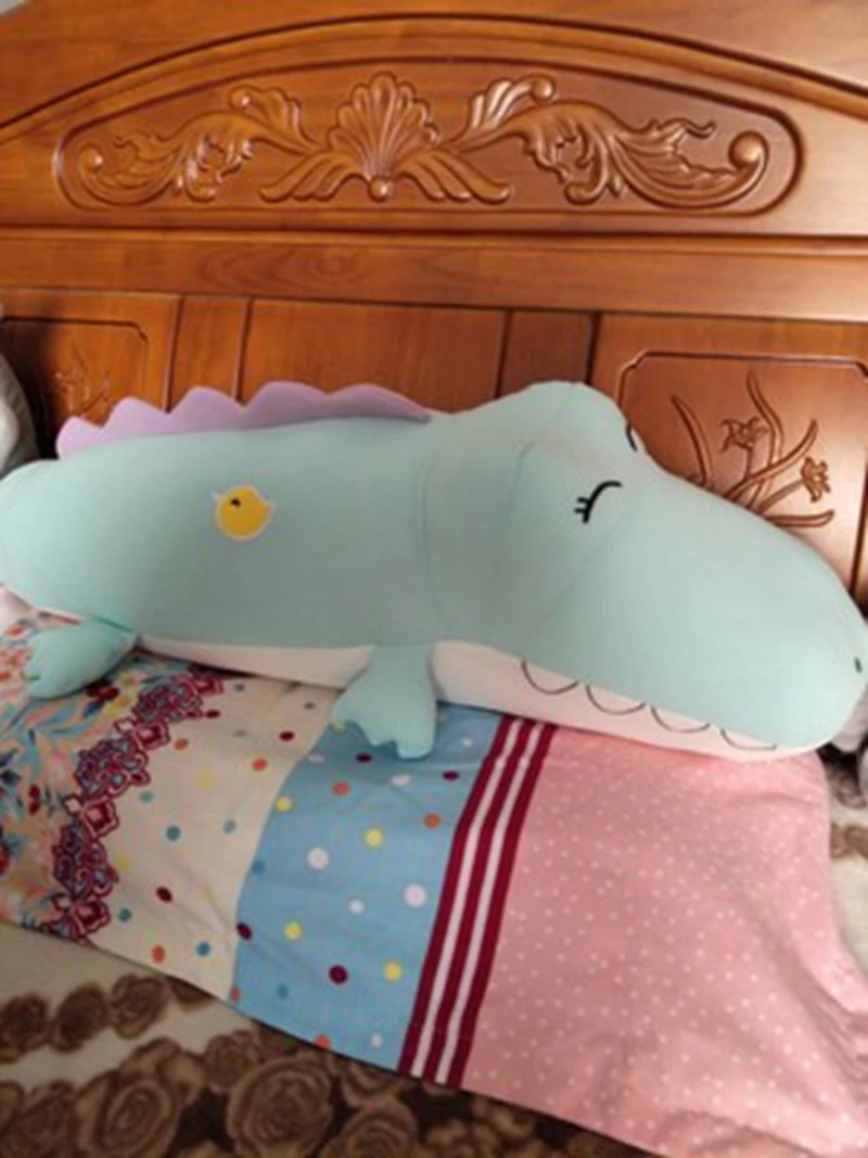 cuddly pop soft lying cartoon crocodile plush pillow big stuffed anime alligator doll pillow for baby gift decoration 31inch 80cm  DY50086 (8)