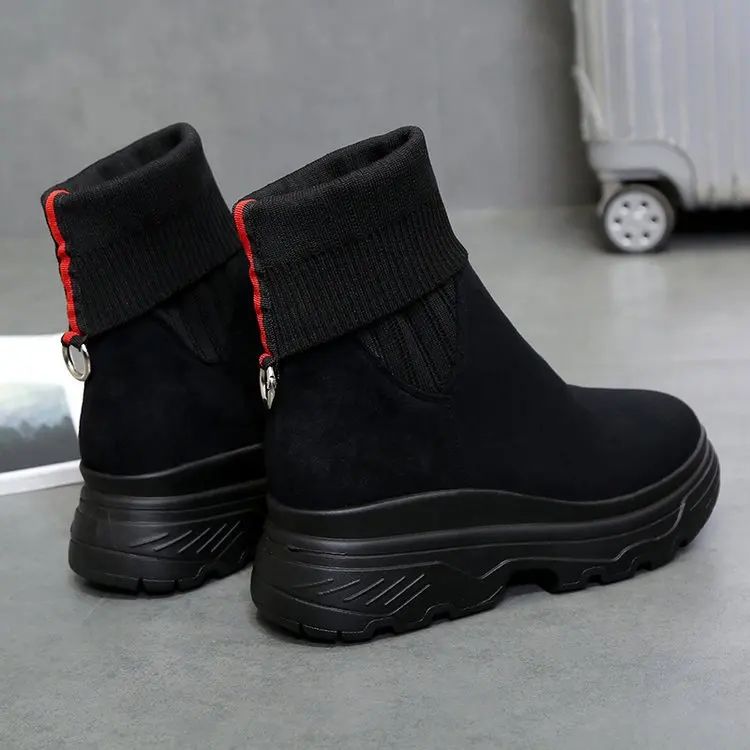 Spring And Autumn Fashion warm snow boots winter new women ankle boots - Цвет: Черный