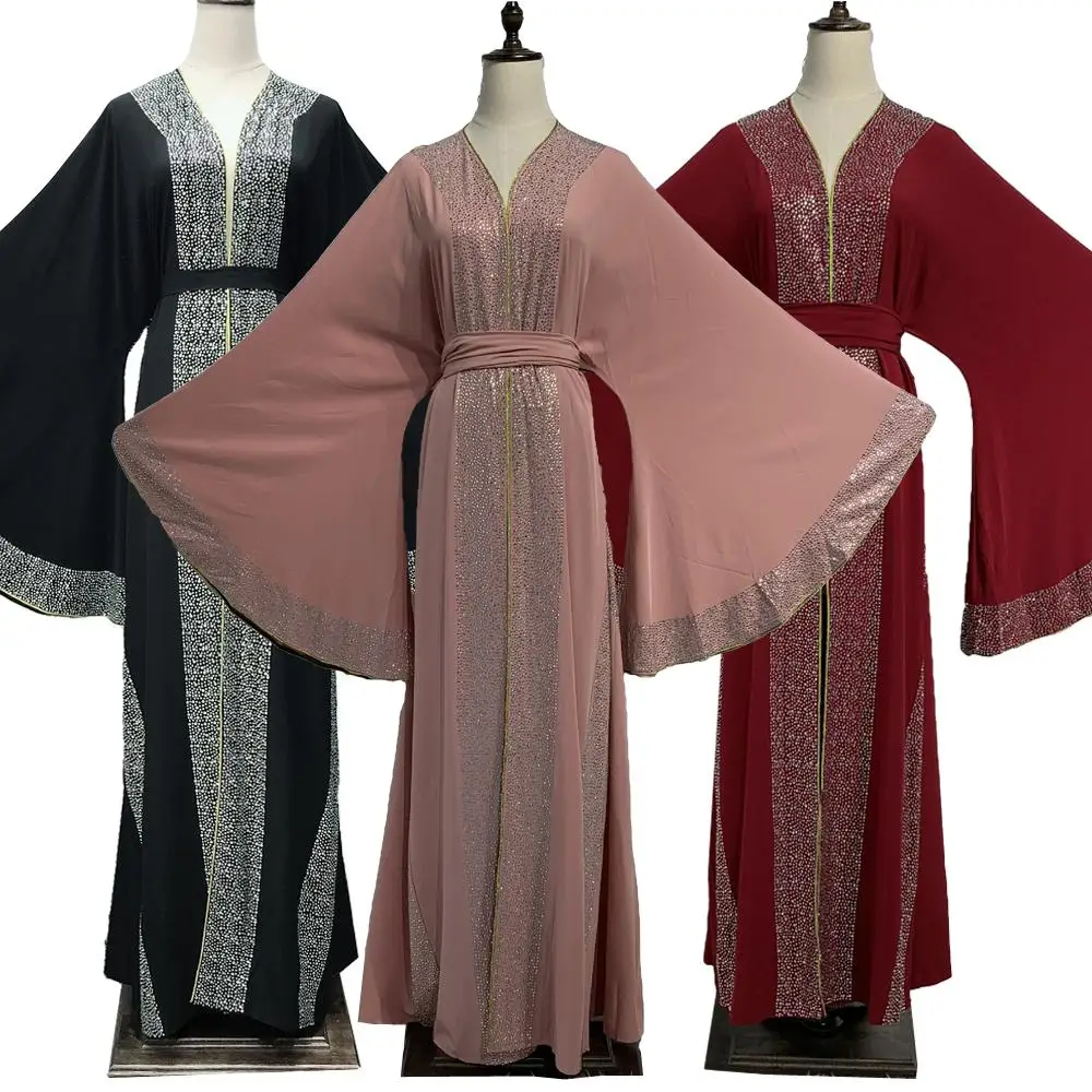 Дубай abaya свадебное платье abaya s Burkha Farasha Jalabiya Макси халат-кимоно элегантное роскошное платье со стразами с расклешенными рукавами Новинка