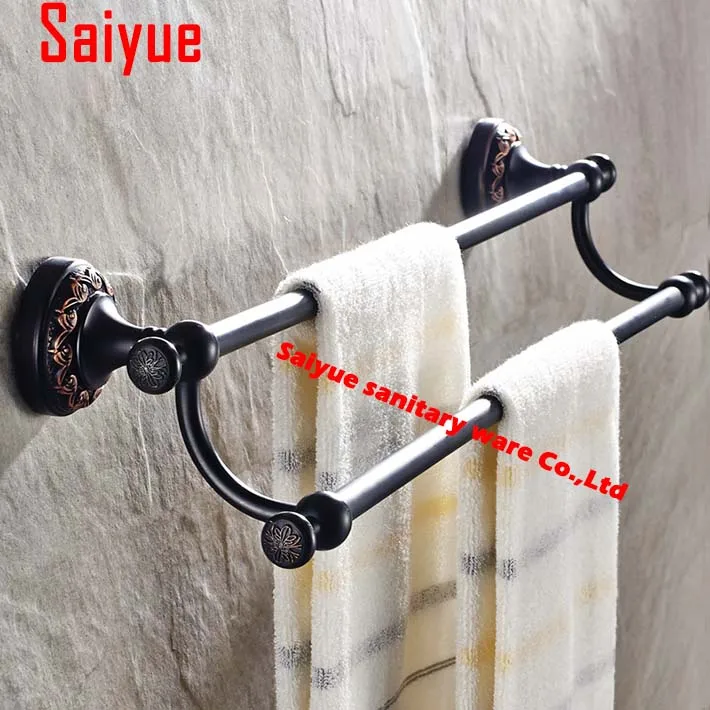 

Double towel rack towel bar towel hanging copper antique black fashion bathroom antique bronze hardware accessories