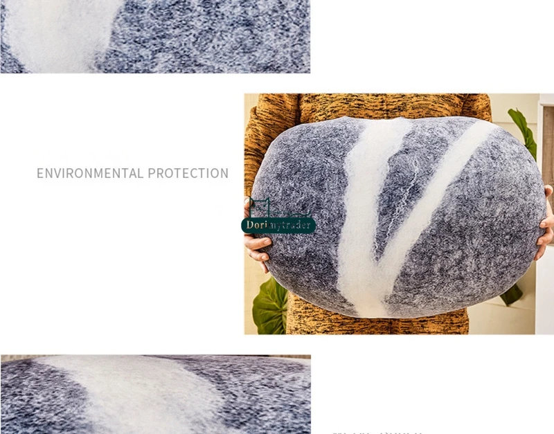 Dorimytrader 6 Pcs Fashion Hot Emulational Stellar Stone Pillow Room Decoration Plush Soft Big Stone Shape Cushion Toy DY60790 (13)