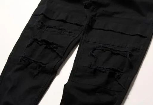 Рваные Jogger Брюки мужские хип-хоп новые модные эластичный шнурок на талии разрушенные черные брюки мужские s порванные штаны High Street