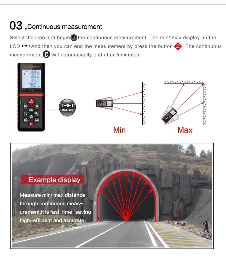 Mileseey s2 60m лазерный дальномер, измерительный инструмент, лазерный дальномер, бесшумная кнопка, дальномер, красный