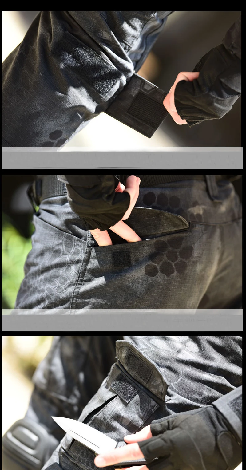 Военный Костюм Ghillie, камуфляжная одежда для охоты со съемными наколенниками, тактическая армейская тренировочная форма, рубашка+ штаны
