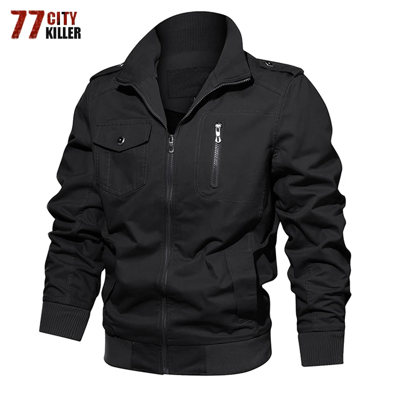 

Military Style Casual Bomber Jackets Men Stand Collar windbreaker jacket men Casual Air Force Flight Jacket Jaqueta masculina