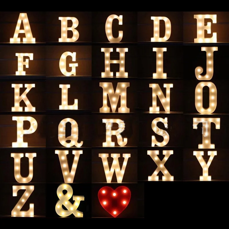 26 букв 3D LED DIY Декор для вечеринки свет знак маркиза Алфавит огни лампа День