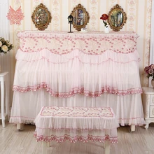 Розовая вышивка с белыми цветами сетчатый кружевной Вертикальный чехол для пианино пыленепроницаемый табурет hosse tabouret cache poussiere SP5290