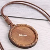 5pcs wood cabochon settings 25mm 30mm inner size blank cameo pendant base trays with leather cord for jewelry making 8D ► Photo 3/6