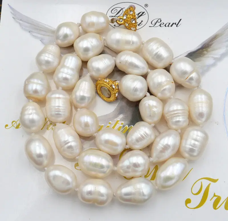 

Beautiful Natural 8-9MM SOUTH SEA BAROQUE WHITE PEARL NECKLACE 18" AAA