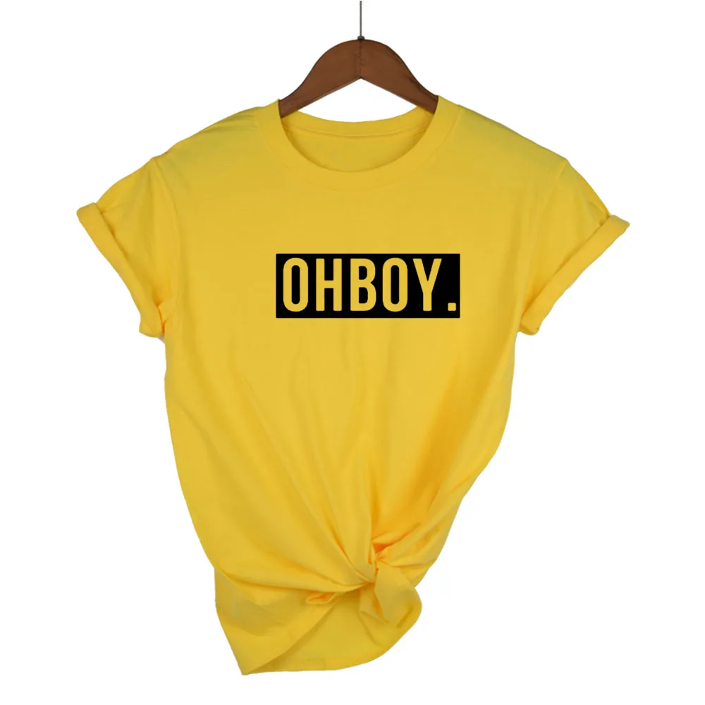

OH BOY. Letters Print Women tshirt Casual Cotton Hipster Funny t shirts For Lady Top Tee Drop Ship