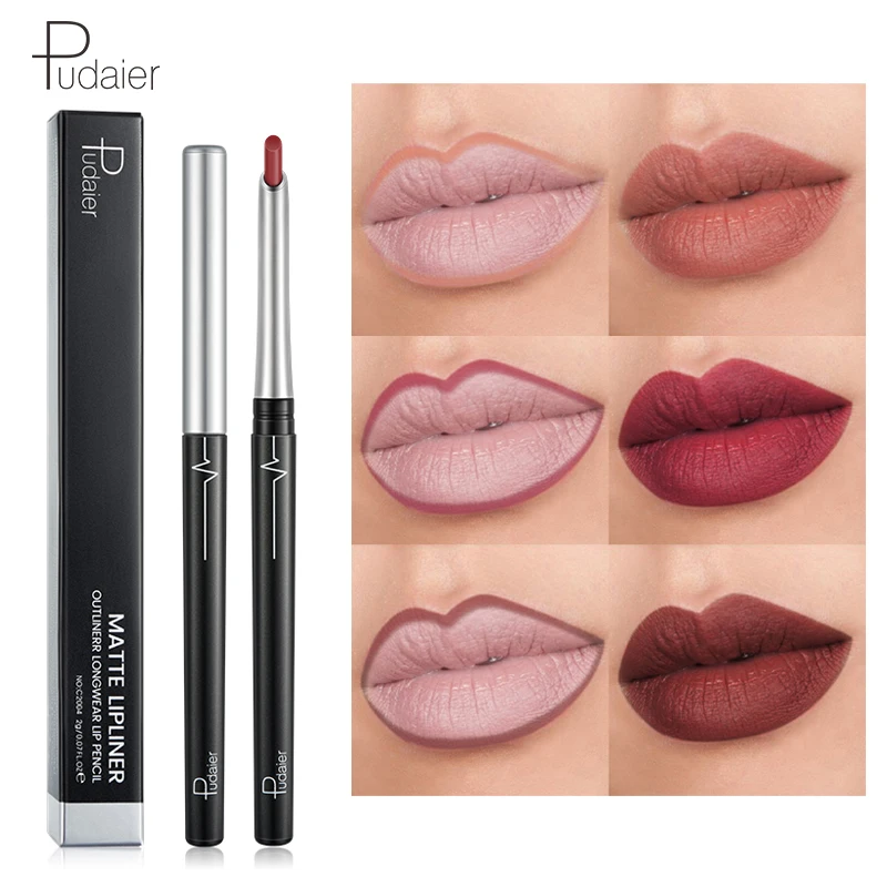 

Pudaier Nude Pink Matte Lipliner Lip Pencil Smooth Easy to Wear Matt Lipstick Lips Contour Liner Eye Pencils Waterproof Makeup