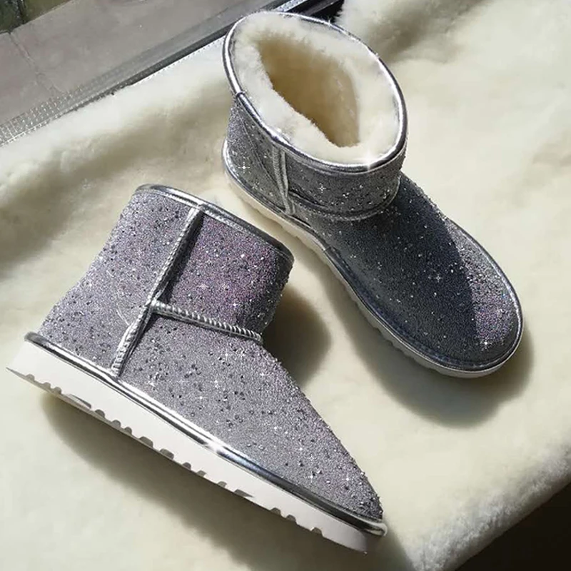 

RUIYEE women's snow boots fashion winter boots women's boots ankle boots women's sheepskin boots sheepskin wool integrated boots