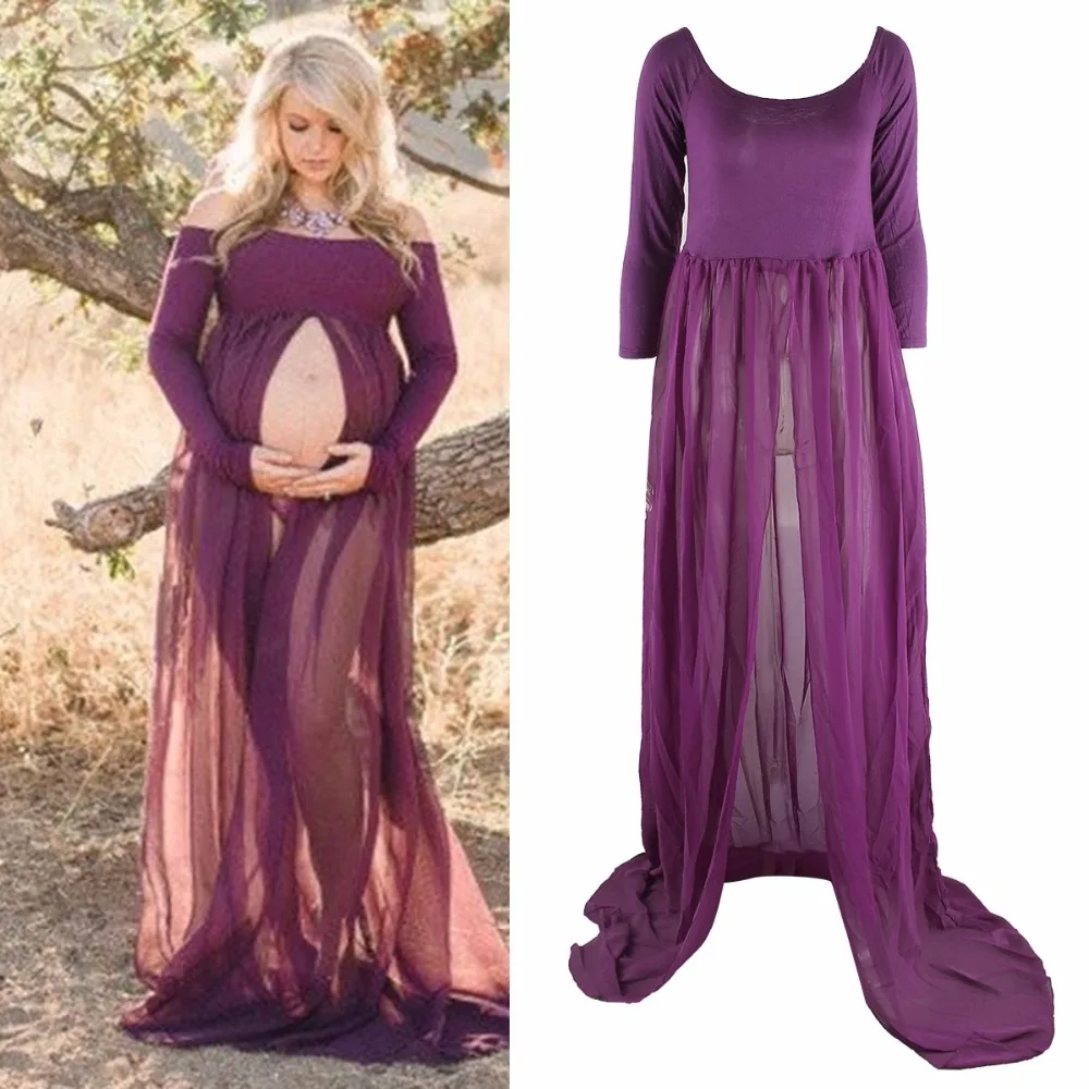 

Puseky Hot Maternity Dress Gauze Photography Props Pregnant Women Long Dress Photo Shoot Dresses Pregnant Women Photo Dress