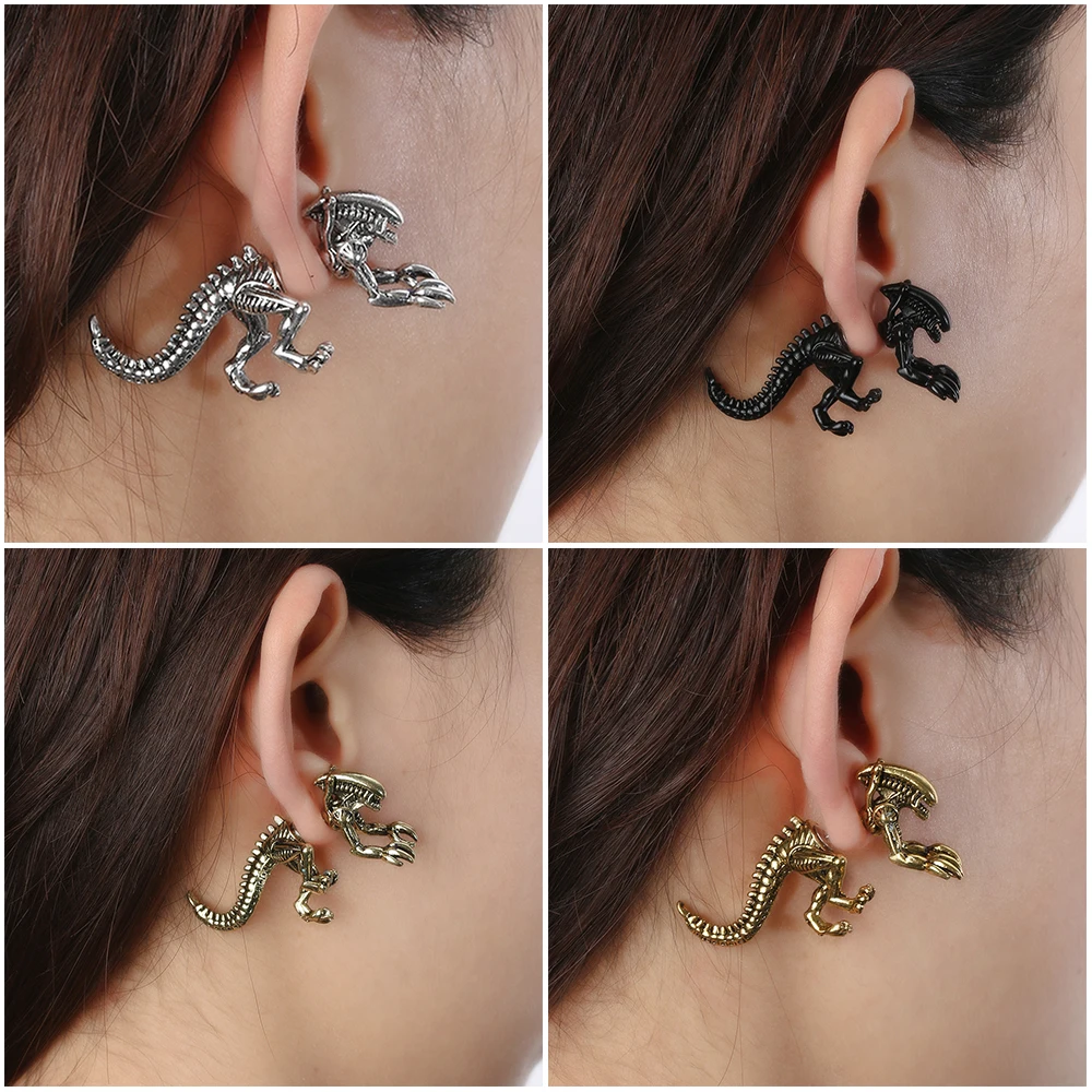 

1PC Punk Terrible Dinosaur Monster Earrings Earrings Halloween Aliens Fashion Cool Women and Men Gifts Tyrannosaurus Dragon