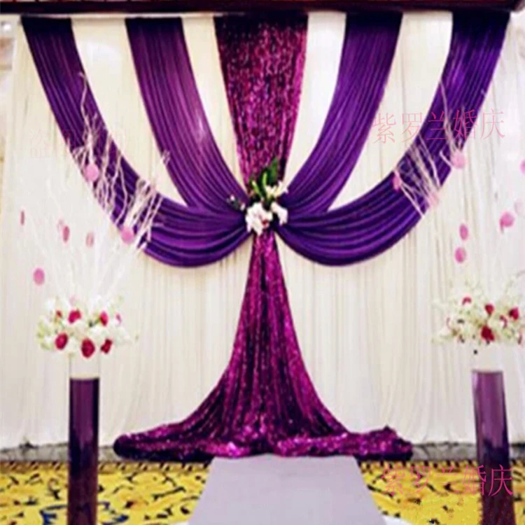 2015 hot selling Free shipping hot selling Romantic White+Purple Swag Drape For Wedding decoration