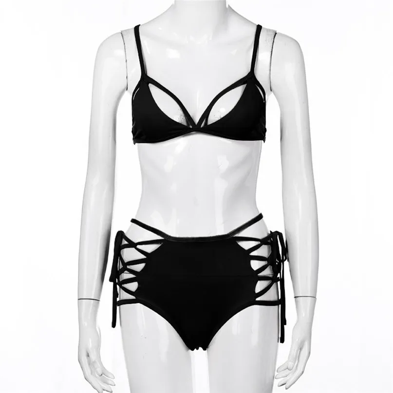 New Sexy Wire Free Bikinis Strips Bandage Women Swimwear Swimsuit Push Up Bikini Set Cutout Beach Bathing Suits Swim Wear #J20 (6)