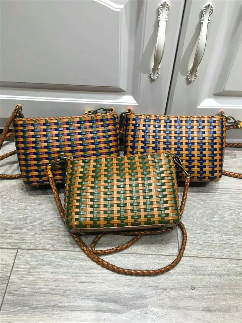 

New Hot Handmade Bohemian Beach small Bags Summer Vocation genuine leather Weaving Women Shoulder crossbody Bags